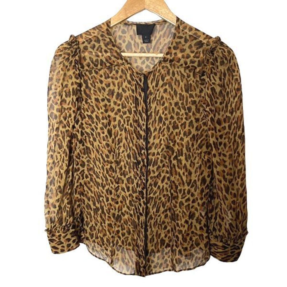 J. Crew Collection Leopard Print Button Down Blou… - image 1